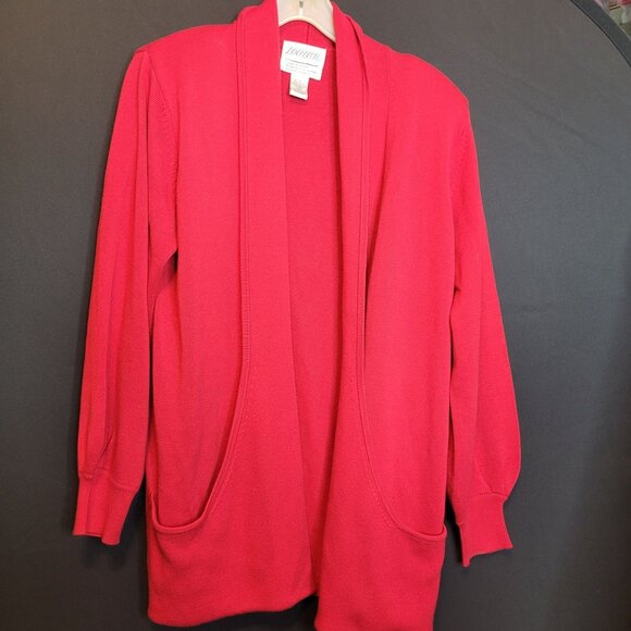 Vintage Cardigan Red Side Effects No Closure Womens Large Nice Drape Pockets - Picture 1 of 6